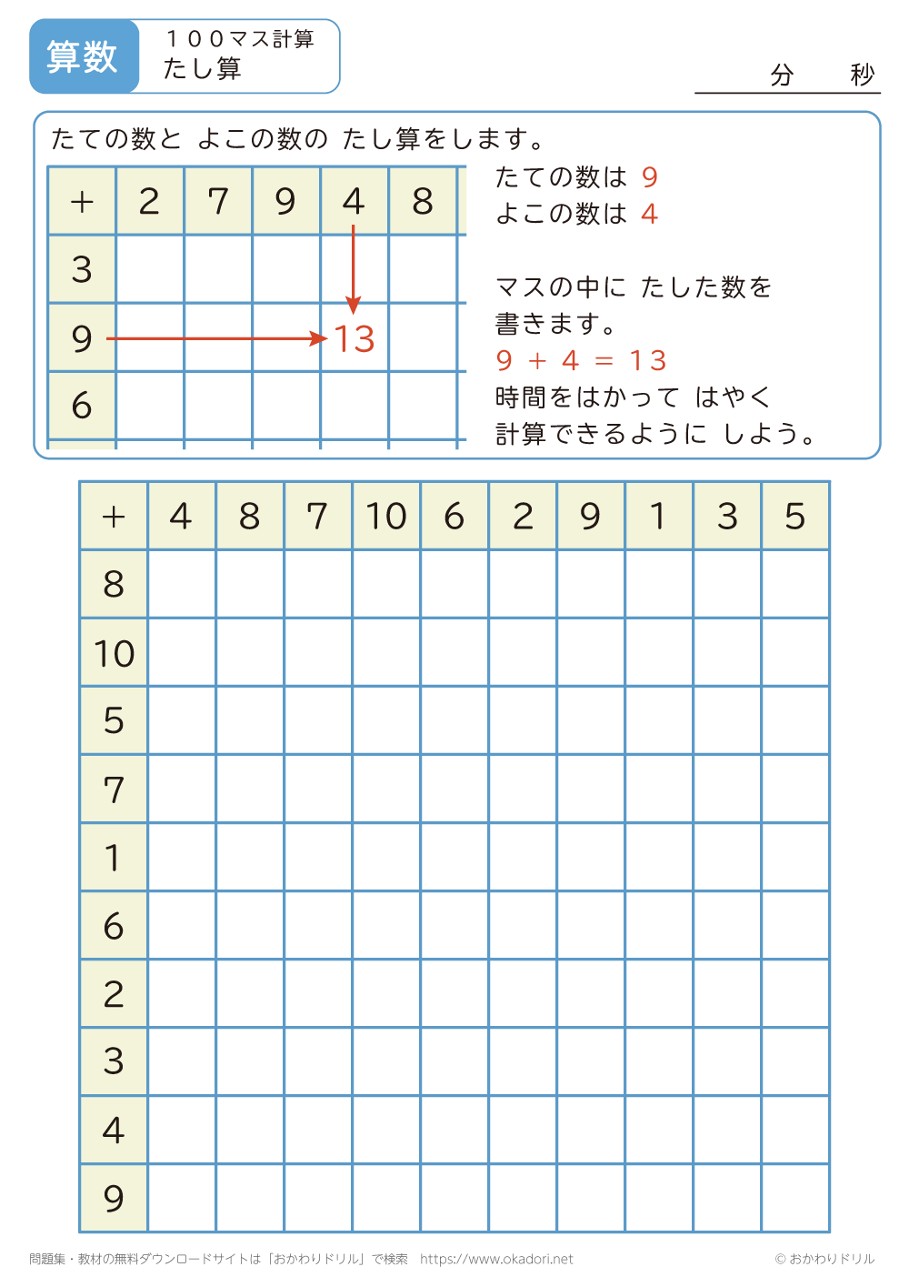 100マス計算の足し算5