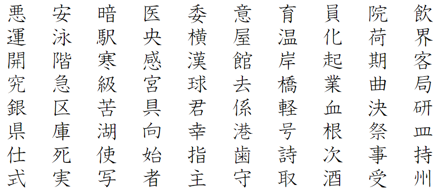 小学3年生で習う漢字一覧