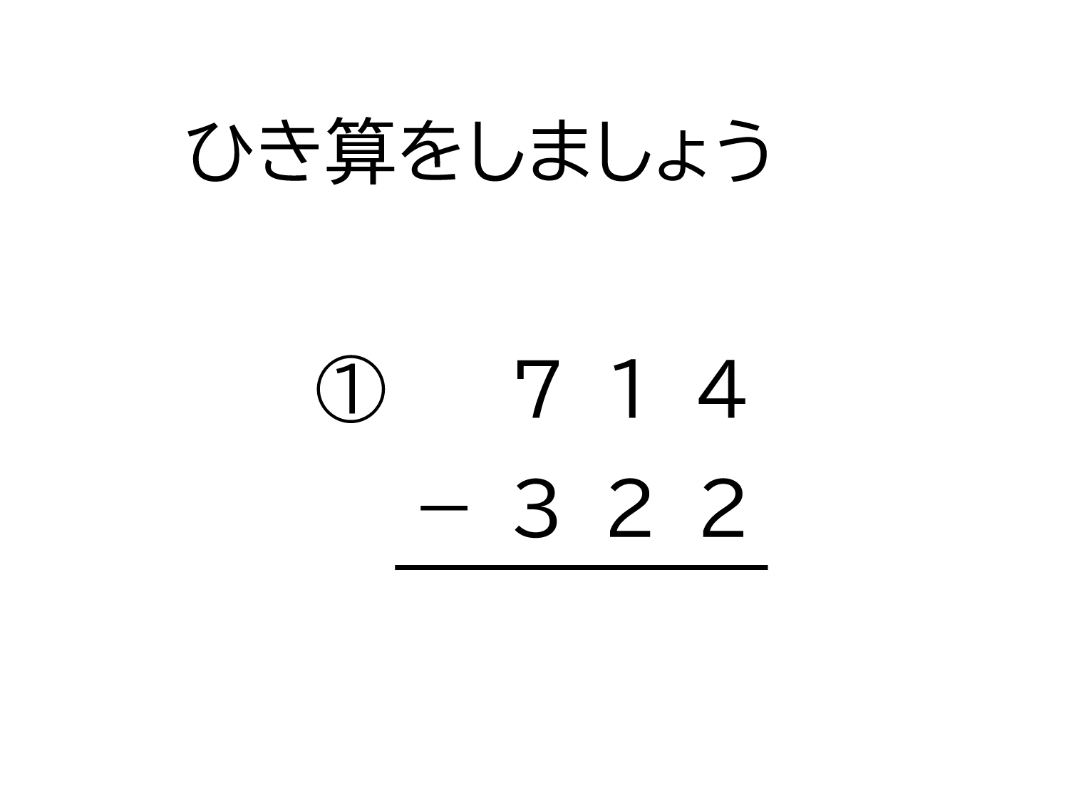 3桁－3桁の百の位から繰り下がる引き算の筆算