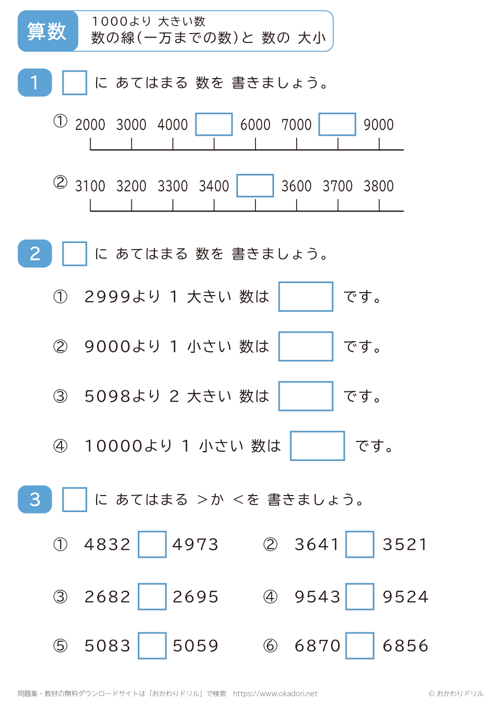 線の数（一万までの数）と数の大小2