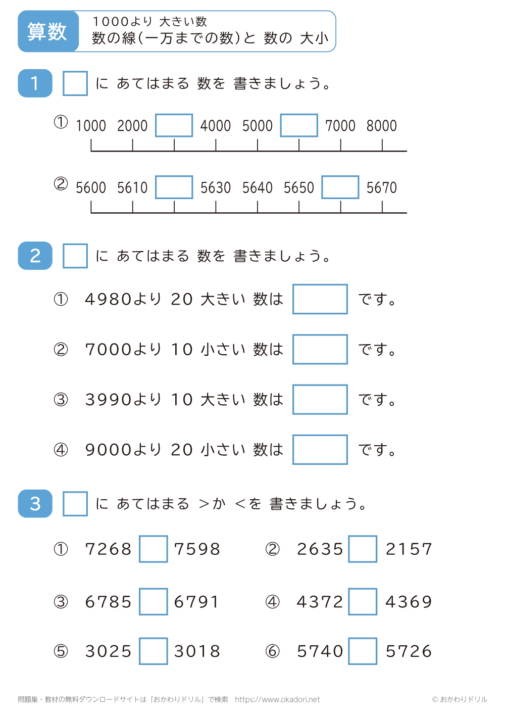線の数（一万までの数）と数の大小3