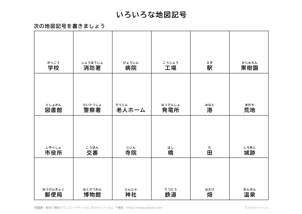 小学生 社会 地図記号 おかわりドリル