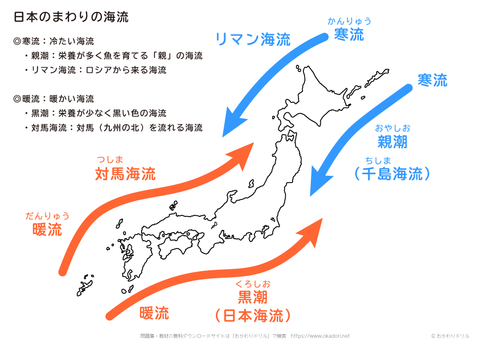 小学生 社会 日本のまわりの海流 おかわりドリル