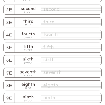 小学生 英語 曜日の英単語の書き方練習 おかわりドリル