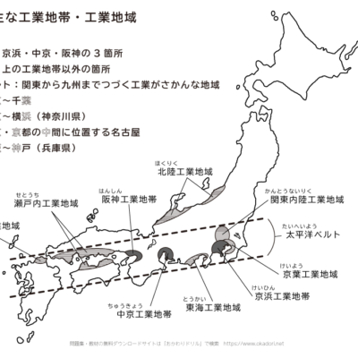 日本の主な工業地帯・工業地域