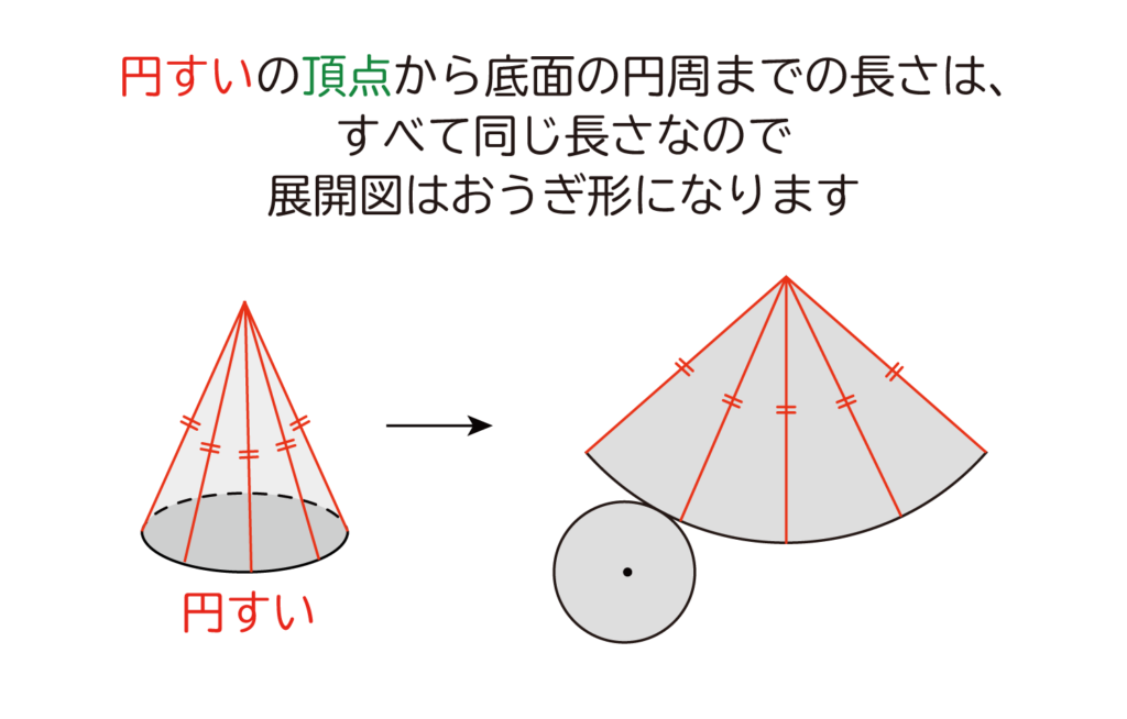 円すいの側面はおうぎ形3