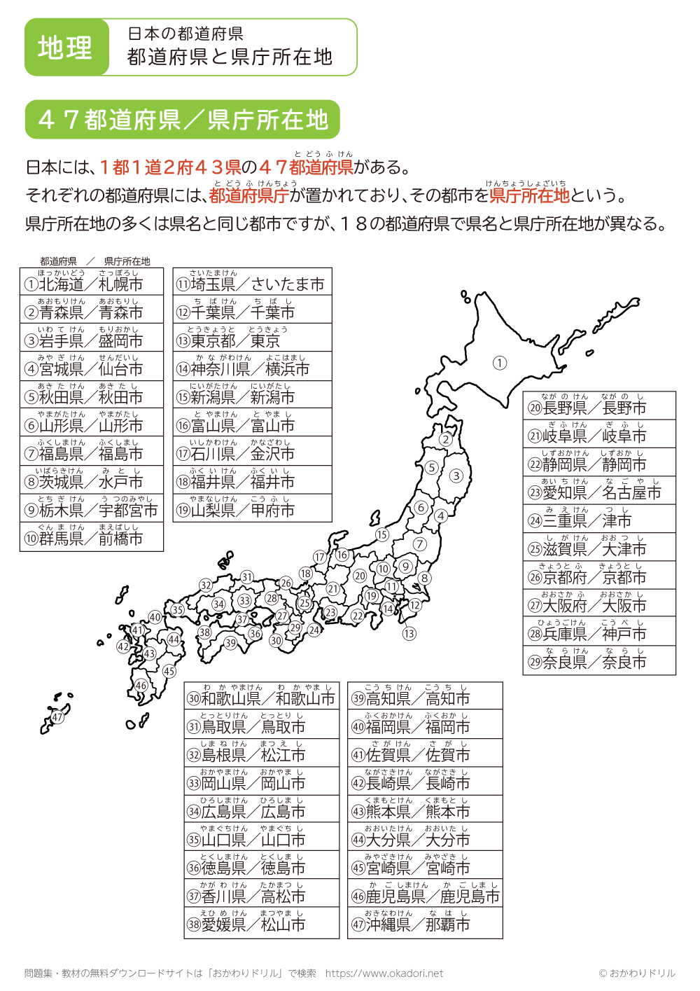 都道府県・県庁所在地１